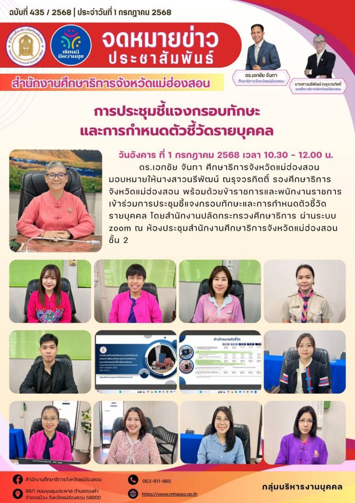 ประชุมชี้แจงกรอบทักษะและการกำหนดตัวชี้วัดรายบุคคล