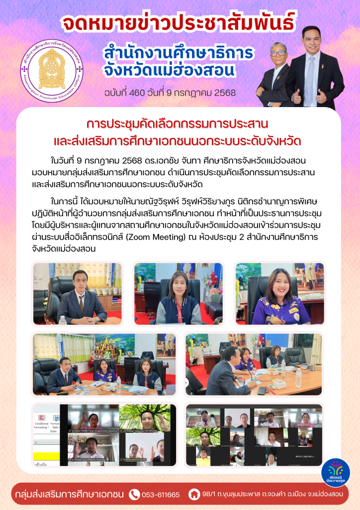 ประชุมคัดเลือกกรรมการประสานและส่งเสริมการศึกษาเอกชนนอกระบบระดับจังหวัด